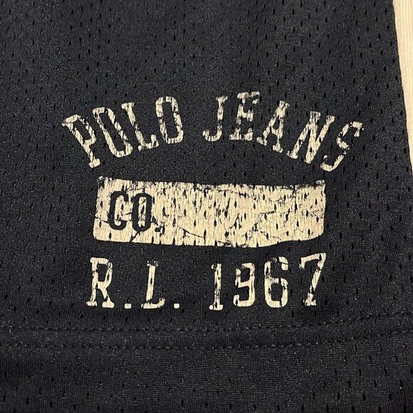 Vintage Men’s Polo Jeans Company Blue and Yellow Basketball Shorts Size XL - Picture 2 of 8